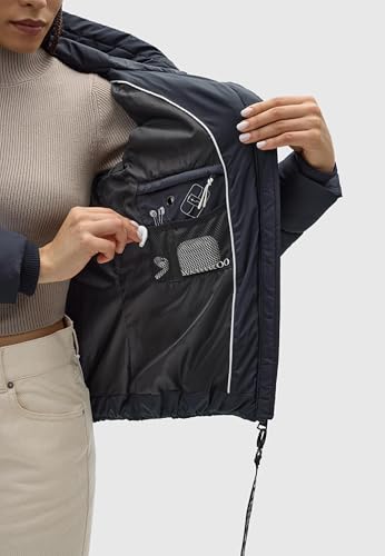 Marikoo Women's Amayaa Navy Fall & Winter Windproof Jacket - Medium Weight, Hooded & Cozy - Image 6