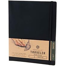 Pentalic 8 "x 10" Pocket Sketchbook Traveler Journal، 160 Pages، Black   