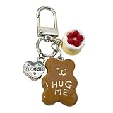 ljhnba LLavero de postre de oso en miniatura, accesorio de joyería único hecho a mano para mochilas y pertenencias personales, llavero de aleación