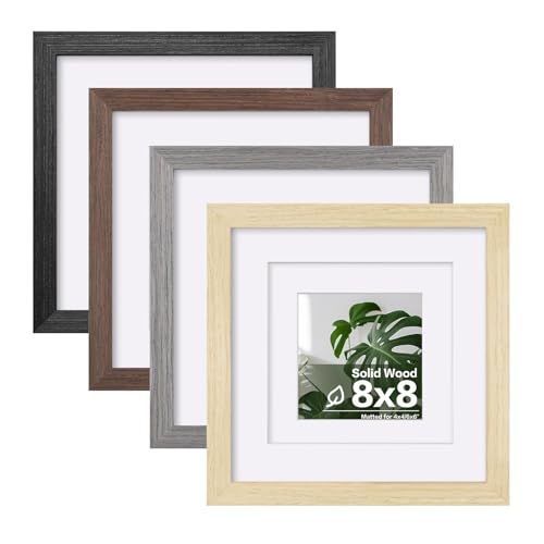 Egofine 8x8 Picture Frame Set of 4 Multicolor Solid Wood