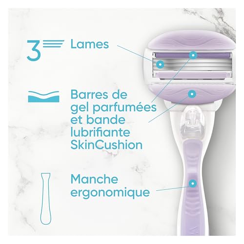 Gillette Venus Rasoir Femme ComfortGlide Breeze, 6 Recharges, Violet