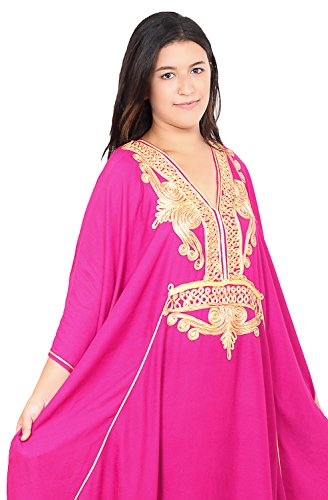 Moroccan Caftan Women Plus Size Hand Made Caftan With Embroidery Xxl To 4Xl Magenta #TOP2