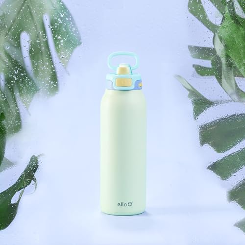 Ello Pop & Fill 22oz Stainless Water Bottle, Sip or Chug, Fresh Dew