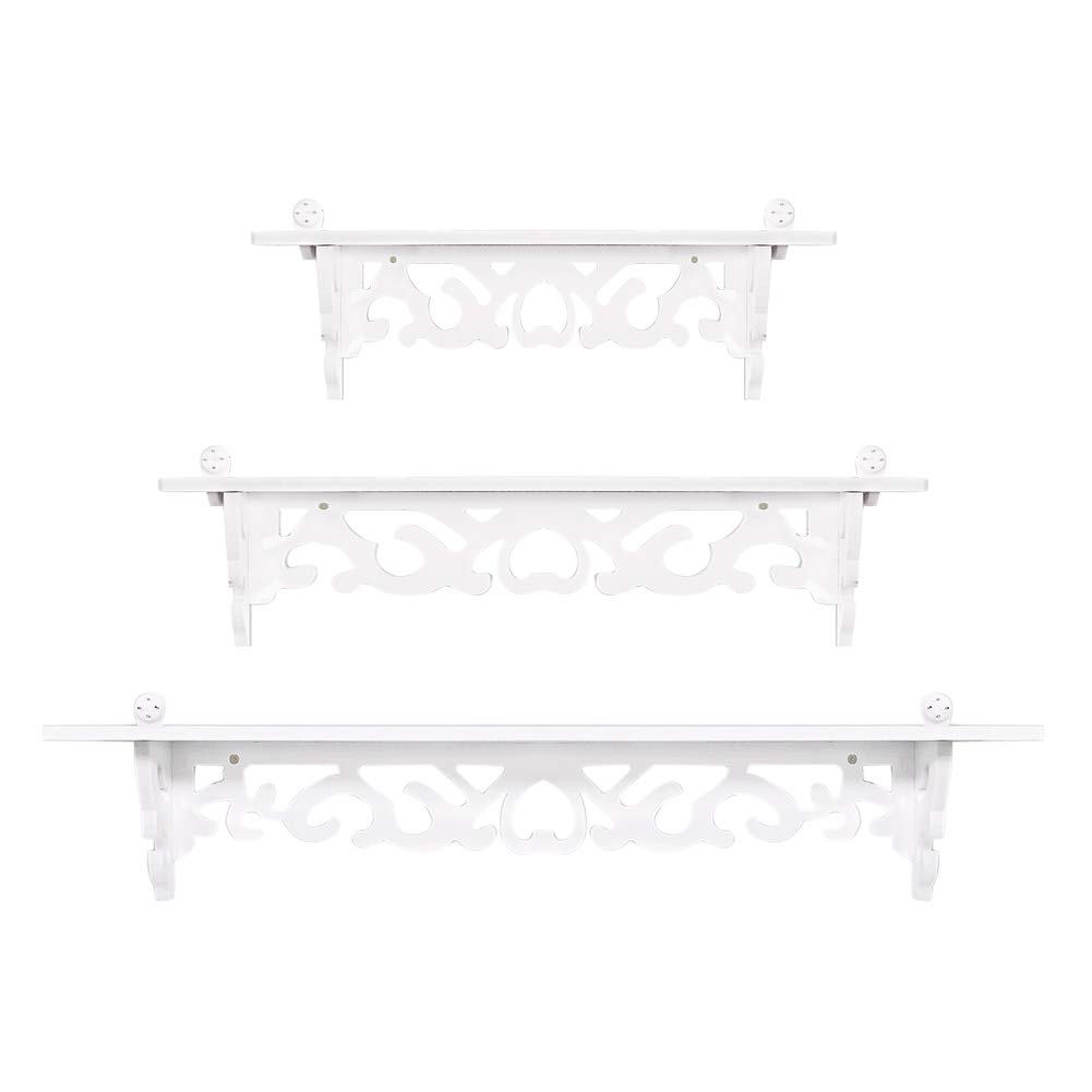 GOTOTOP Set di 3 scaffali a muro galleggianti Scaffale moderno europeo scaffale a muro di visualizzazione scaffale bianco di stoccaggio per il soggiorno casa ufficio