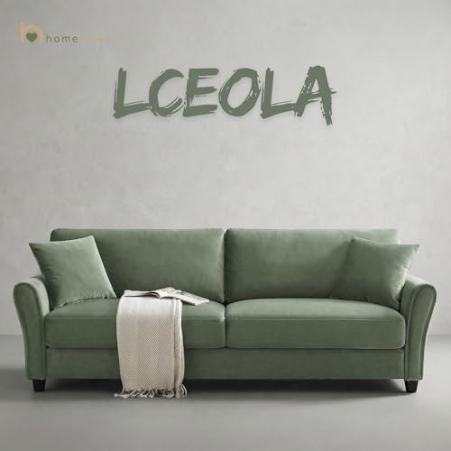 Image of 3 Seater lceola Premium Fabric Sofa |Stylish and Comfortable Living Room Furniture| Heavy Quality Sofa and Builtin| Throne of Comfort (Frosty Green, 3 Seater)