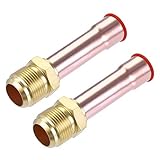 uxcell Brass Pipe fitting, 3/4 SAE Flare Male Thread, Tubing Adapter with Tube Welded, for Air Conditioner Refrigeration, 2Pcs
