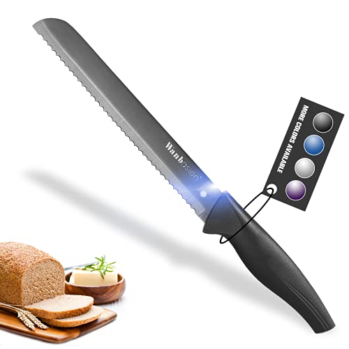 Wanbasion 8 Inch Serrated Bread Knife - Black