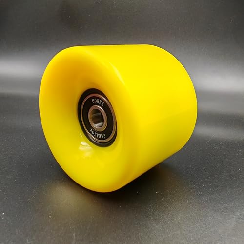 CREAJOY Skateboard Wheels with Bearings, 60mm 92a Hardness, Set of 4 (Yellow)