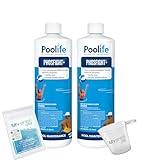 Poolife PhosFIGHT Plus – Pool Phosphate Remover for Sparkling Clear Water – Prevents Algae Growth & Improves Filter Efficiency – Includes 2 Scum Socks, 7-in-1 Test Strips & Pool-IQ AI Assistant 2 PACK