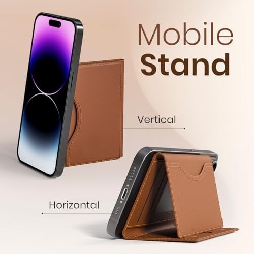 Image of TOUCCH Wallet Z Magsafe Compatible PU Magnetic Card Holder with Business Card Back Mount Phone Wallet | Compatible with iPhone 12 /13 /14 /15 /16 /17 Brown
