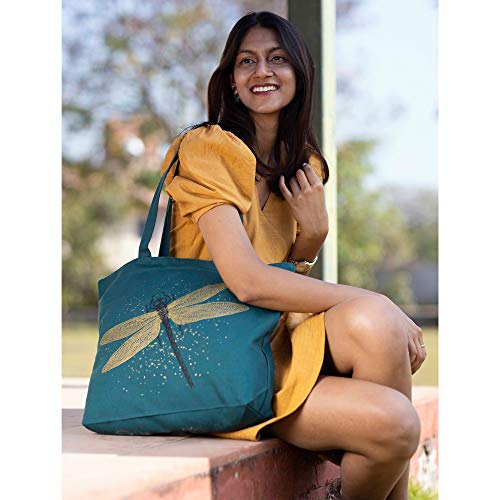 Eco Right Aesthetic Canvas Tote Bag For Women - Large, Reusable, Zippered Tote Bag With Inner Pocket, Perfect For School, Shopping, Work, Beach, Cute & Eco-Friendly Gift For Girls, Teachers, Mothers #TOP1