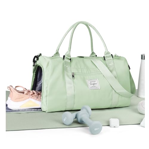 Image of Gym Bag Womens Mens with Shoes Compartment and Wet Pocket Travel Duffel Bags for Women for Plane Sport Gym Tote Bags Swimming Yoga Small Waterproof Weekend Overnight Carry on Bag Hospital Holdalls