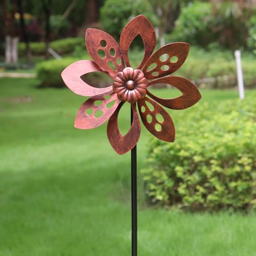 Outdoor Garden Wind Spinner Metal Yard Decorative Petal Kinetic Sculpture Classic Vintage 48x10 Inch — view 2