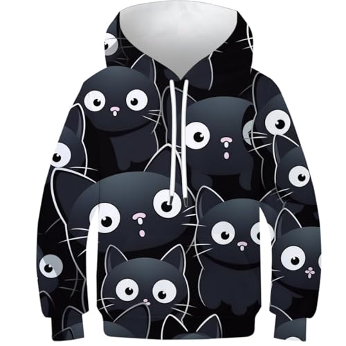 Sweatshirt manches longues imprimé chat 3D pull enfant sport 12-14Y