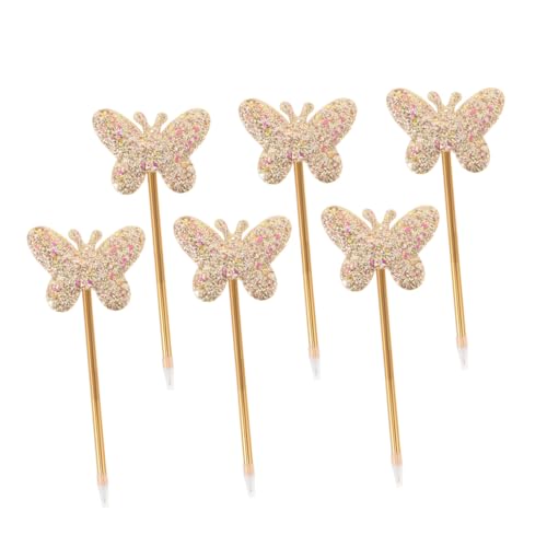 6 bolígrafos con tinta gel punto fino mariposa brillante