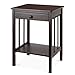 Homfa Bamboo Night Stand End Table with Drawer and Storage Shelf Multipurpose Home Furniture, Dark Brown