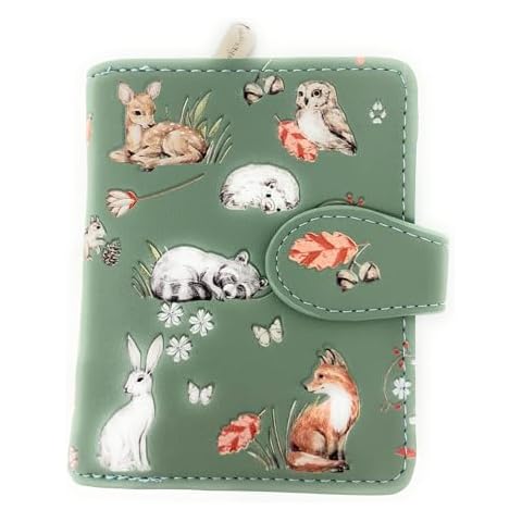 Shag Wear Woodland Forest Friends Charming Small Animal Wallet for Women and Teen Girls Vegan Faux Leather Mint Green 4.5" Cover