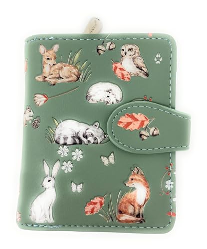Shag Wear Woodland Forest Friends Charming Small Animal Wallet for Women and Teen Girls Vegan Faux Leather Mint Green 4.5
