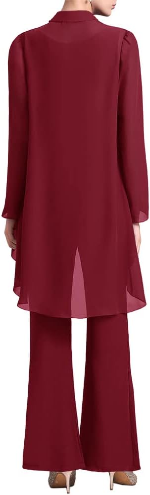 Zongqiven Women's Mother of The Bride Pant Suits 3 Pieces Chiffon Outfit Sets for Wedding Guest Evening Party Gowns - Image 4