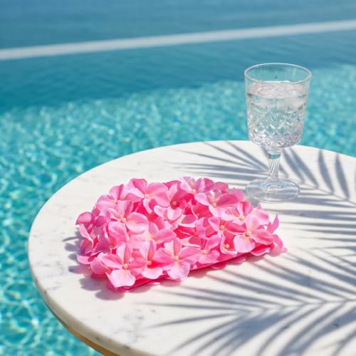 Image of Housoutil Flower Swimming Caps, Floral Swim Cap Women, Vintage Flower Swimming Hat with Handcrafted Petals, Soft Fabric Breathable Bathing Hat for Pool Spa Accessorizing (Pink)