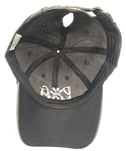 Manmesh Hatt Dog Mom Ponytail Baseball Cap Messy Bun Vintage Washed Distressed Twill Plain Hat For Women (Black, One Size) #TOP2