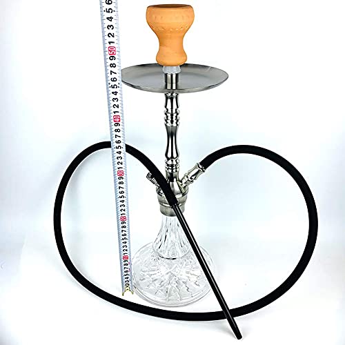 BGSFF Mittleres Shisha-Set, 1 Schlauch, arabisches Shisha-Zubehör aus Edelstahl, Keramik-Räuchertopf, Glasvasenboden – Bild 4