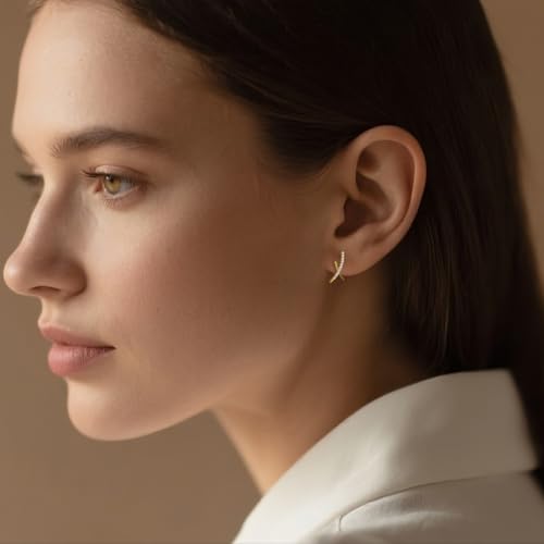 SLUYNZ Solid 925 Sterling Silver CZ X Earrings Stud for Women Teens X Stud Earrings2