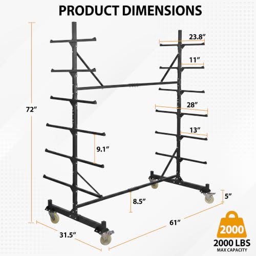Chintooler 6-Tier Double-Sided Lumber Storage Rack 2000 Lbs Steel Organizer by Chintooler - Used condition - Image 8