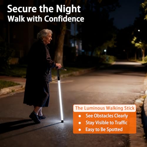 Luminous Trekking Poles with Lightsaber Design & Glowing Walking Cane - LED Light for Hiking, Seniors & Outdoor, Ultra-Lightweight Waterproof Hiking Stick for Night Walking, Camping, Men & Women