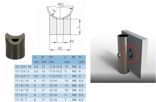 cyclingcolors 10 x Abstandshalter aus Kunststoff, konkav, einfach, Keil, Rohr, Achse, Unterlegscheibe, Stützscheibe, D = 13 d = 5,5 l = 14