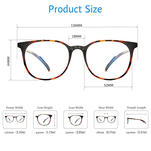 Anrri Blue Light Blocking Glasses Lightweight Frame Blue Light Filter Lens Tortoise #TOP1