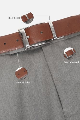 Image of Louis Philippe Men's 100% Italian Leather Shiny Nickel Buckle Formal Reversible Belt
