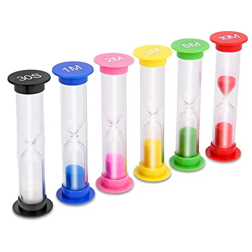 kekafu Temporizador de areia 6 peças, 30s/1/2/3/5/10min temporizadores de areia ampulheta colorida a