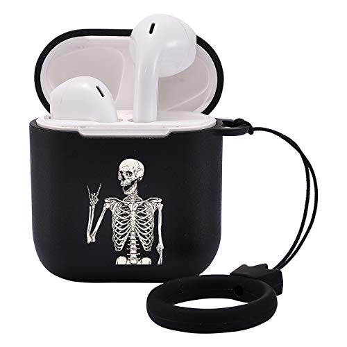 Lugeke Cases For Airpods 1 And 2 With Keychain, Gothic Skeleton Patterned Case With Protective Soft Tpu,Shockproof Cover For Girls Boys Kids Women Men (Smile Skeleton) #TOP11