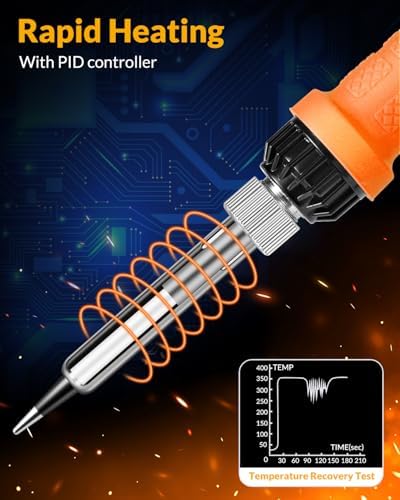 Bild 3 - Lötkolben Set, 100W Hochleistungs-Lötkolben, Schnellaufheizung, Digitale Temperaturanzeige & Präzise Regelung 180℃-500℃, Tragbares Lötkit mit Schutzkappe & Automatischer Schlafmodus
