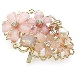 [ジュエルボックス] JewelVOX ポニーフック ヘアアクセサリー レディース ヘアカフ 花 フラワー ビジュー シンプル 大人 (【A】ピンク)