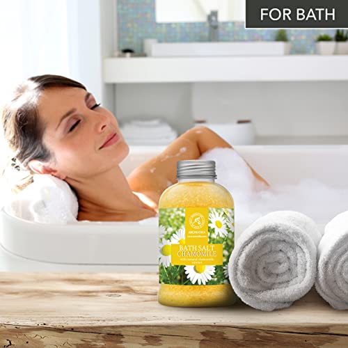 Bath Sea Salt Chamomile 21.16 Oz (600G) - Bath Salts With Natural Chamomile Extract For Bath Soak - Relaxing Bath - Body Care - Muscle Relaxation - Aromatherapy Bath Salts - Herb Bath Salt #TOP3