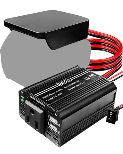 Image of 150W Portable Power Supply Inverter Fit for DeWALT 18V 20V MAX XR Lithium Battery, DC 18V 20V to AC 120V Powered Compact Cordless Inverter with Dual USB 5V 2.4A and LED Light, Battery not Included