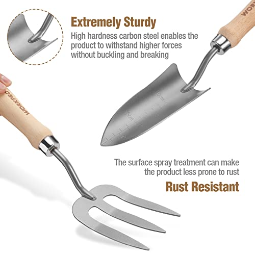 Workpro Garden Tool Set, 5 Piece Heavy Duty Steel Gardening Tools Kit With Wooden Handle, Includes Hand Trowel, Transplanter, Weeder, Hand Fork And Hand Rake, Gardening Gifts For Women Men #TOP3
