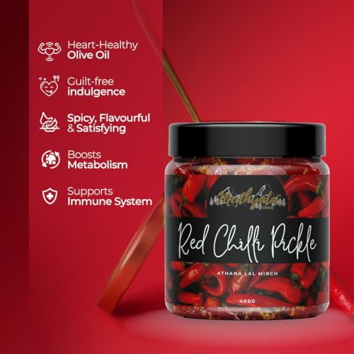 Image of Medhyata Marwari Athana Mirichi Red Chilli Pickle, 400gm | Without oil Traditional Rajasthani long Lal Mirchi Achar | Tangy and Spicy | Homemade Jar Pack