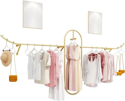 Perchero de pared de metal selecto acabado oro para colecciones de moda 5