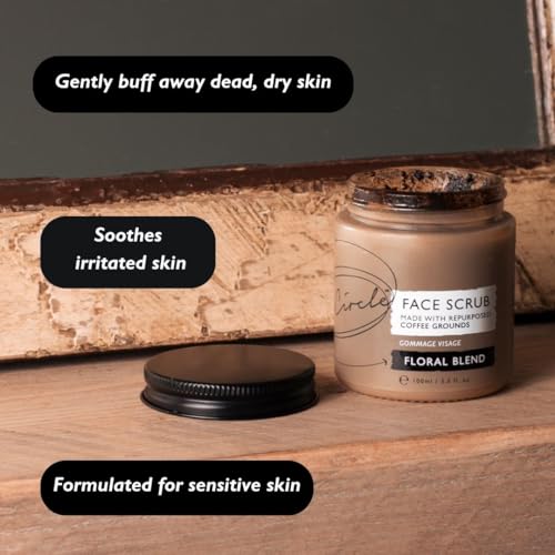 UpCircle Coffee Face Scrub - Floral Blend For Sensitive Skin 100ml - Chamomile, Shea Butter, Coconut + Rosehip Oil - Natural, Vegan Face Exfoliator For Soft, Smooth Skin - Image 6