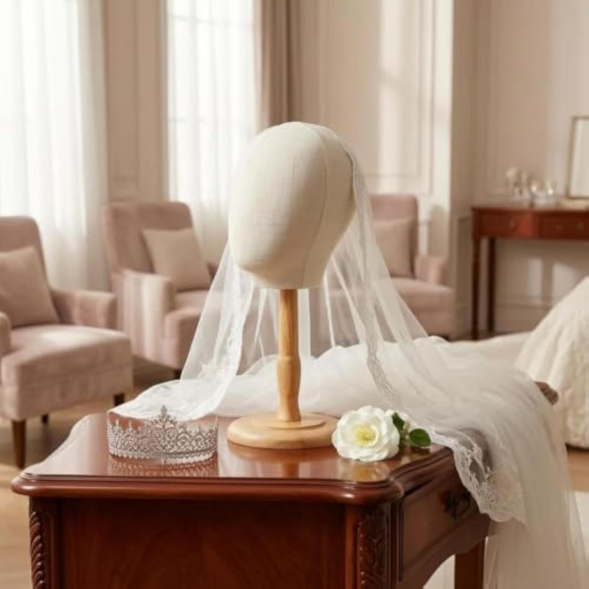 Cloth-Covered Hat Display Wooden Stand