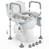 Jradse Alzatore per WC con Braccioli, Alzatore per Sedile del WC per Anziani, Altezza e Larghezza Regolabili, Sedile Rialzato per Anziani, Disabili, con Seduta Imbottita, Si Adatta a Qualsiasi WC