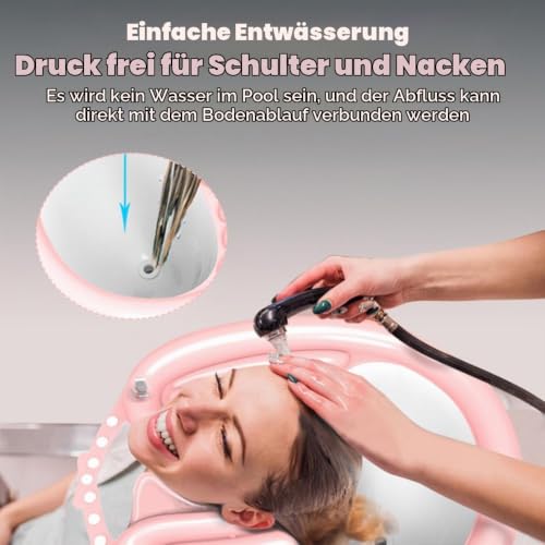Foto von Gobesty Aufblasbares Haarwaschbecken, Mobiles Shampoo Waschbecken, Faltbares Haarwaschbecken, Tragbares Haarwaschwanne Waschbecken mit Luftpumpe und Drainage für Behinderte, ältere, Schwangere