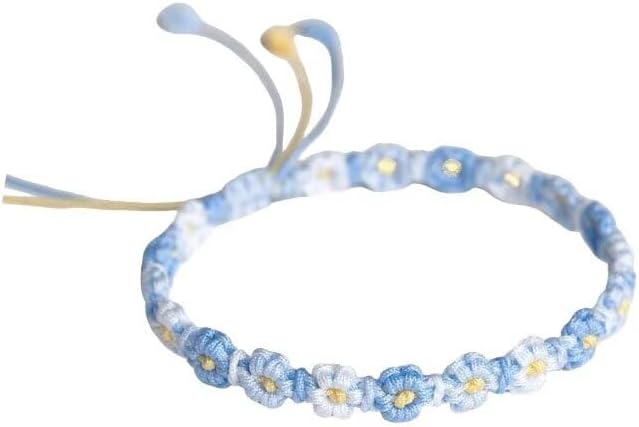 Zian Cute Floral Woven Bracelet in Boho Style Handcrafted with Adjustable Pastel Braided Friendship Bracelet Summer Beach Jewelry for Women