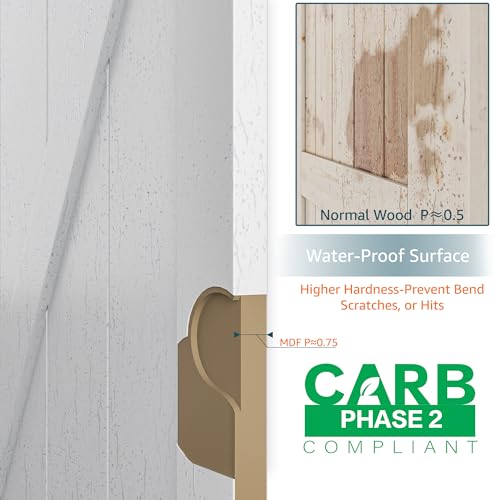 ALAMEDADT 32''x84'' Sliding Barn Door with 6 Ft Brushed Nickel Hardware Kit& Handle& Floor Guides,Pre-Drilled Holes Easy Assembly - Include Installation Manual, Water-Proof PVC Surface, H-Frame by ALAMEDADT - Image 3