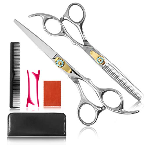 Hair Cutting Scissors, Thinning Shears, Haircut Scissors, Professional hair Thinning Scissors, hair shear Kit for Women, Texturizing Scissors for Men Kid, hair Scissors for Cutting Hair 6.7 inch 7 PCS