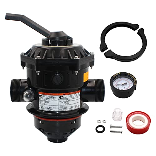 RDIYIN 262506 1-1/2-Inch 6-Way Clamp Style Multiple Port Valve Top Mount Compatible with Tagelus/Sand Dollar/Meteor Pool and Spa Sand Filter by RDIYIN - Used condition - US$56.81