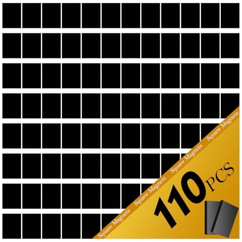 110Pcs Magnets Squares with Adhesive Backing - Magnetic Tape Strip Self Adhesive Magnetic Squares for Fridge Art Project Classroom Whiteboard Cover